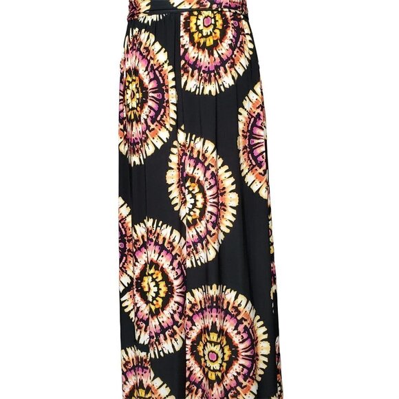 AB Studio Black Multi-Color Tie Dye Scoop Neck Sleeveless Maxi Dress Size Large - Picture 7 of 10